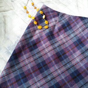 Vintage purple plaid wool blend skirt, sz S